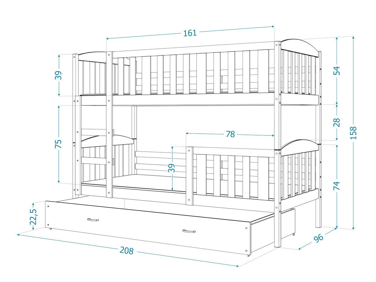 Køjeseng Aurora 107 (Hvid)