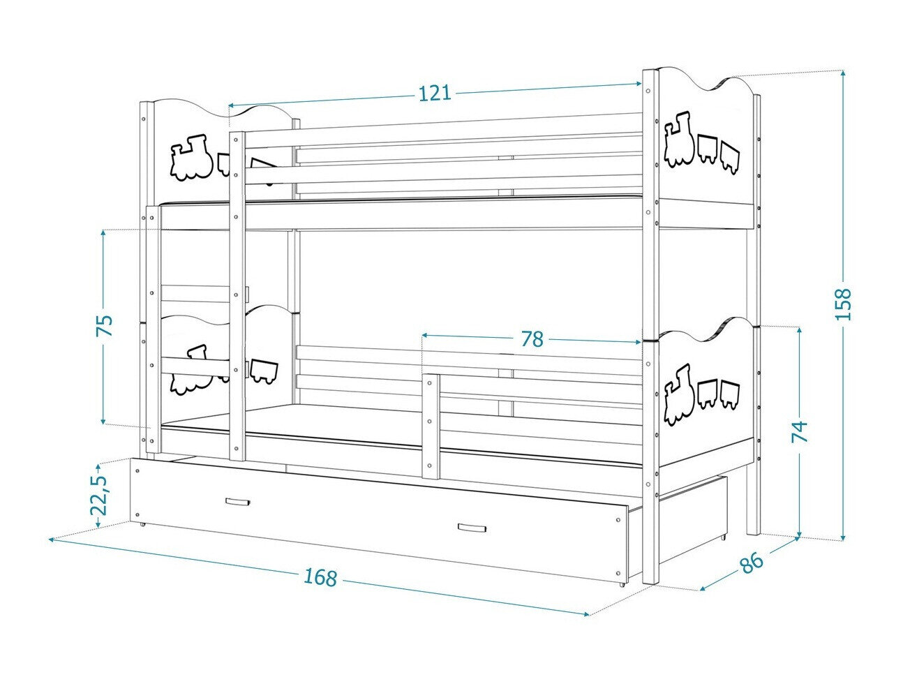 Køjeseng Aurora 110 (Hvid)