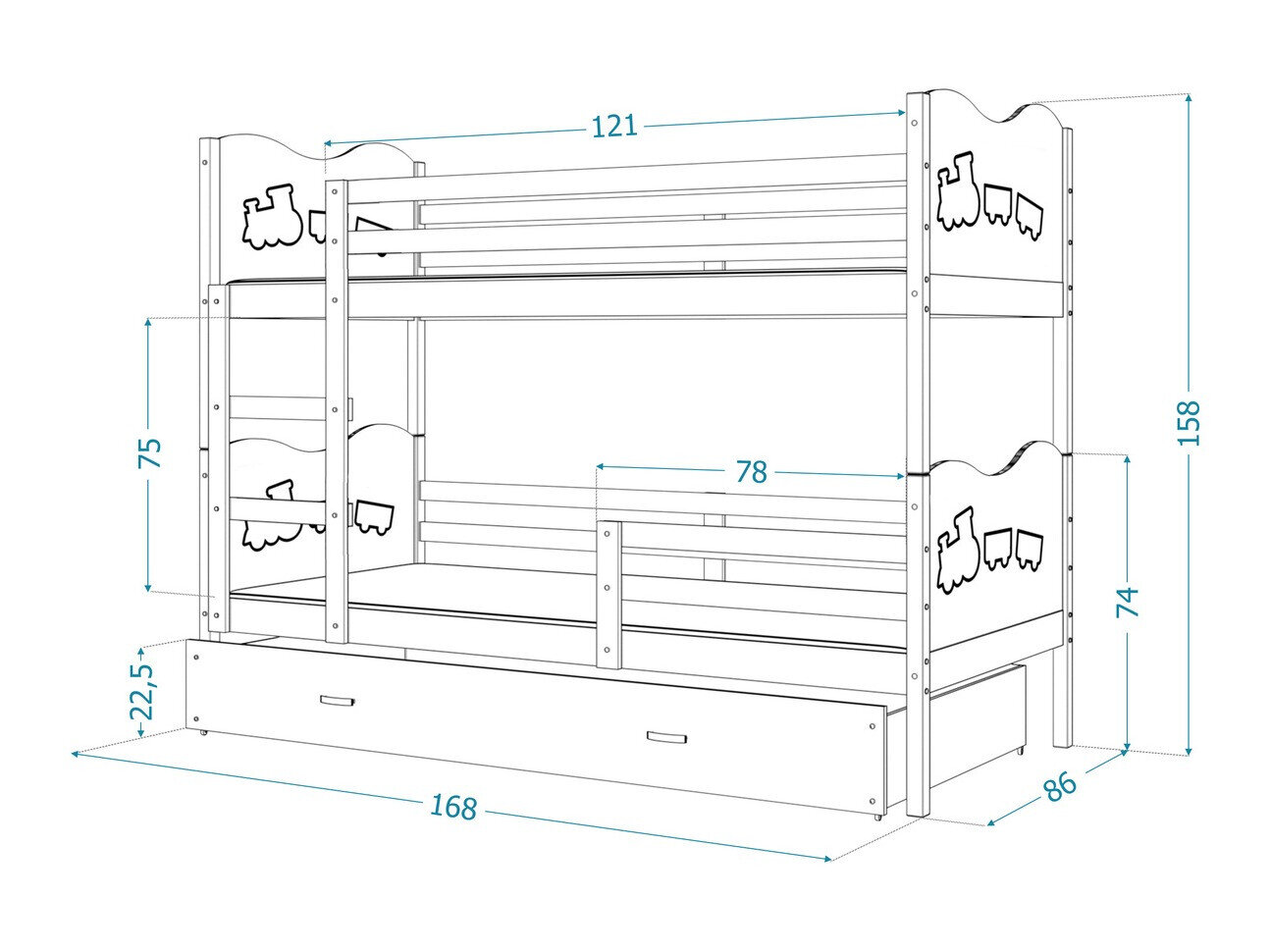 Køjeseng Aurora 110 (Hvid)