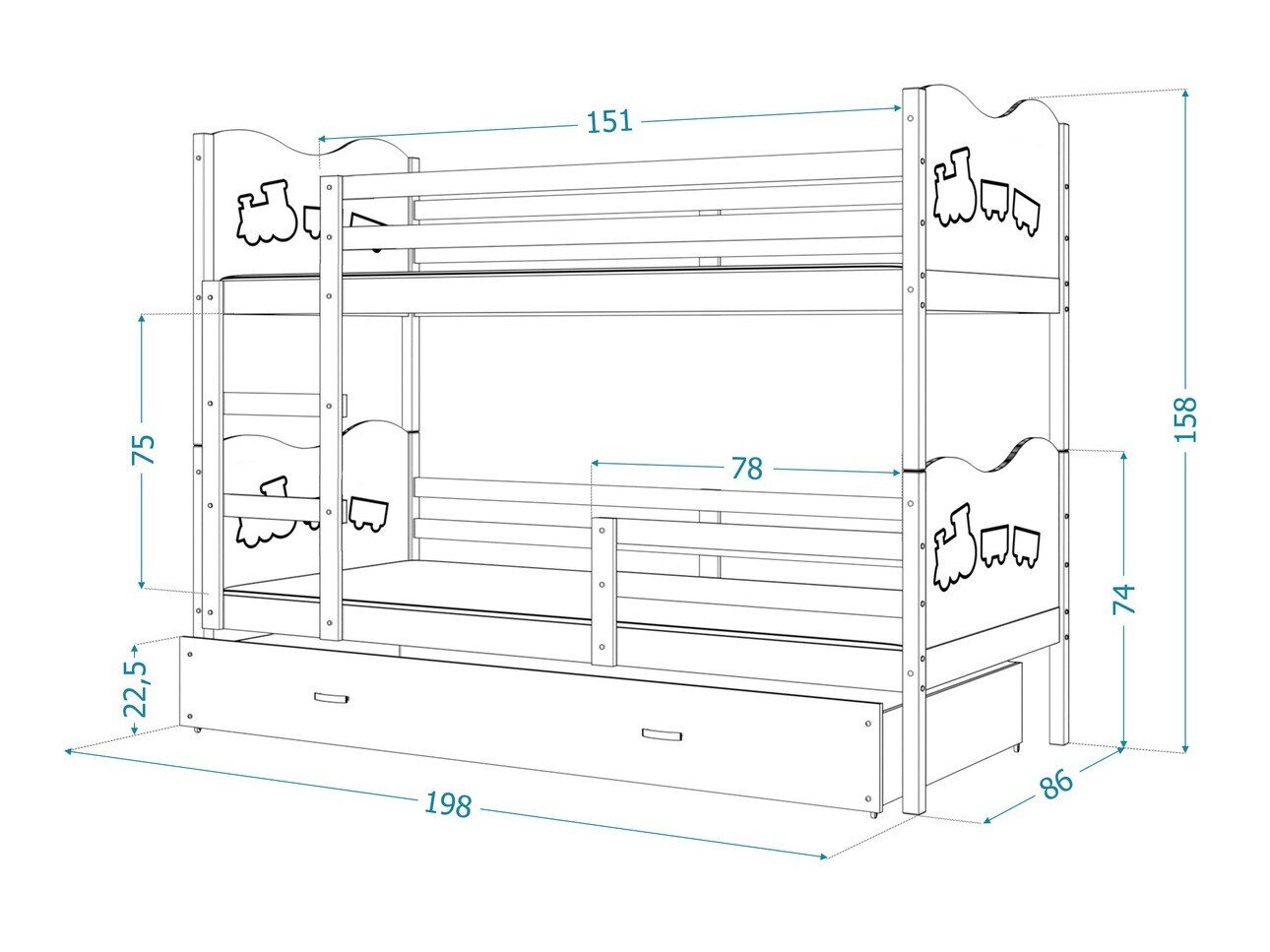 Køjeseng Aurora 111 (Grå)