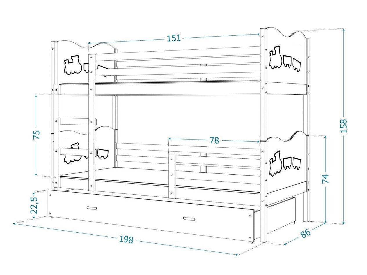 Køjeseng Aurora 111 (Hvid)