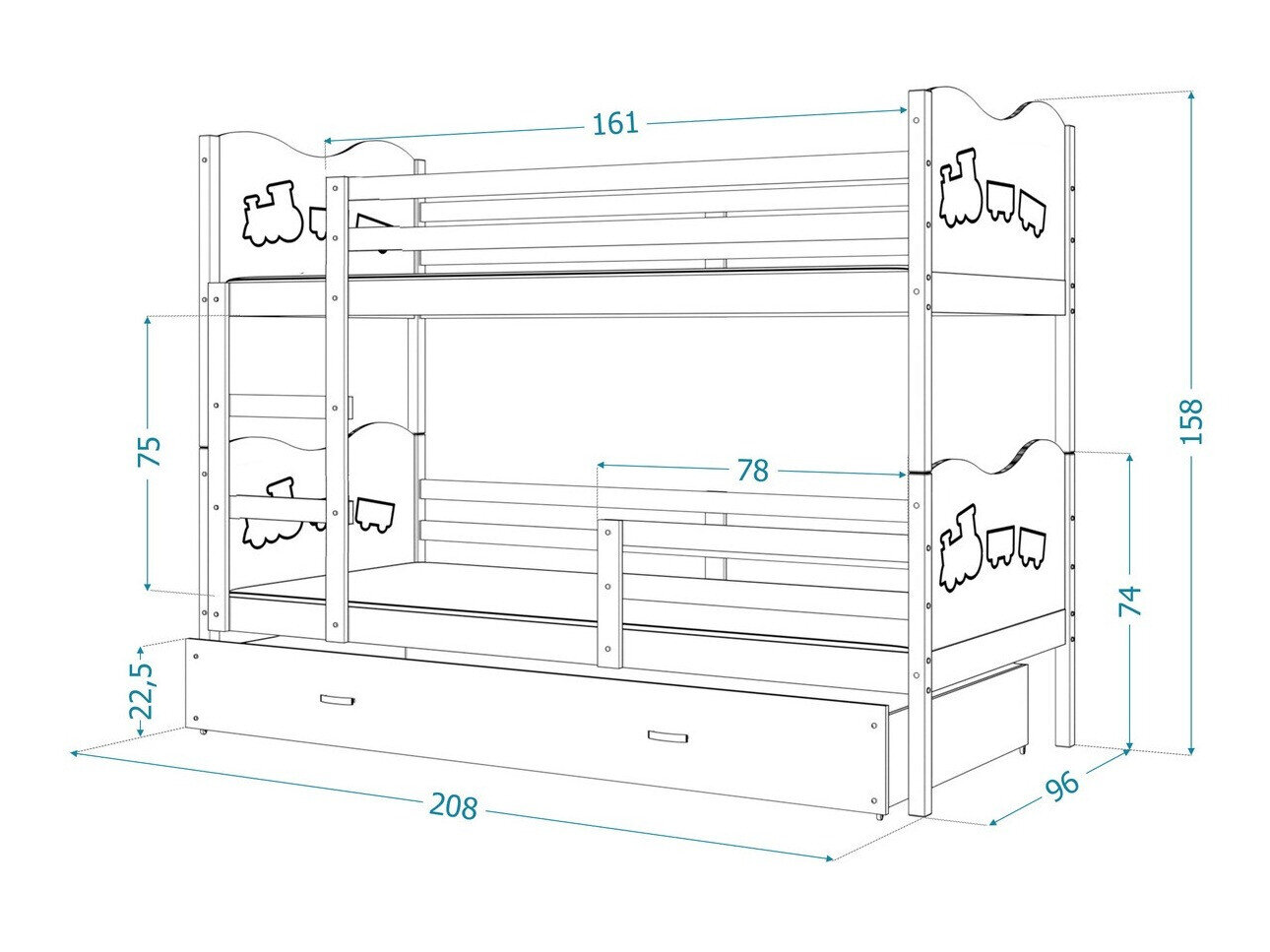 Køjeseng Aurora 112 (Grå)