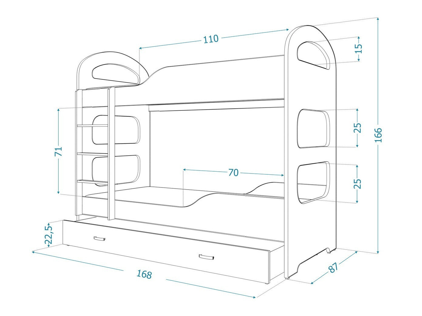Køjeseng Aurora 114 (Blå)