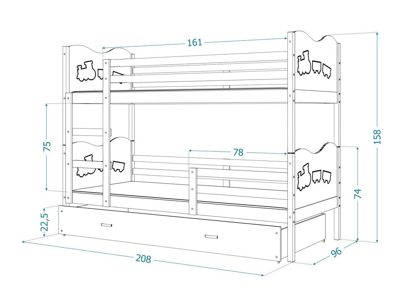 Stapelbed Aurora 112 (Wit)