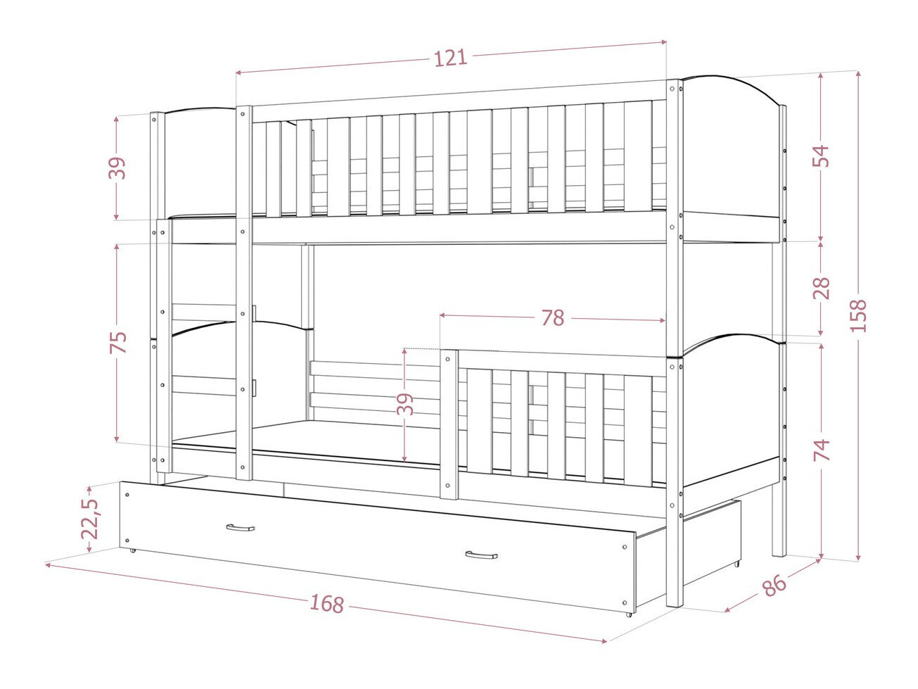 Stapelbed Aurora 113 (Wit)