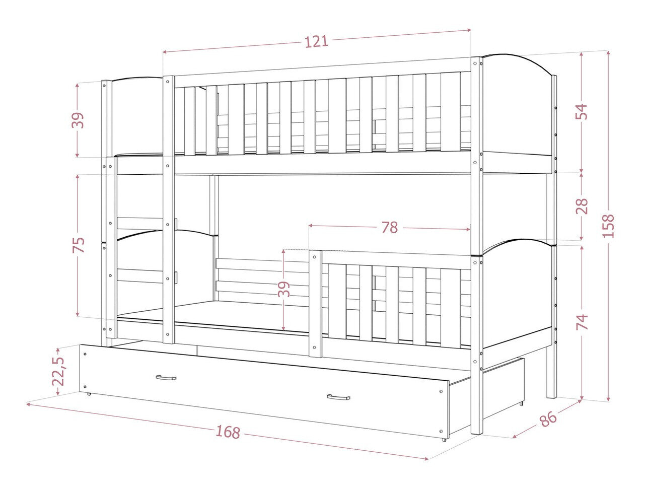 Stapelbed Aurora 113 (Wit)