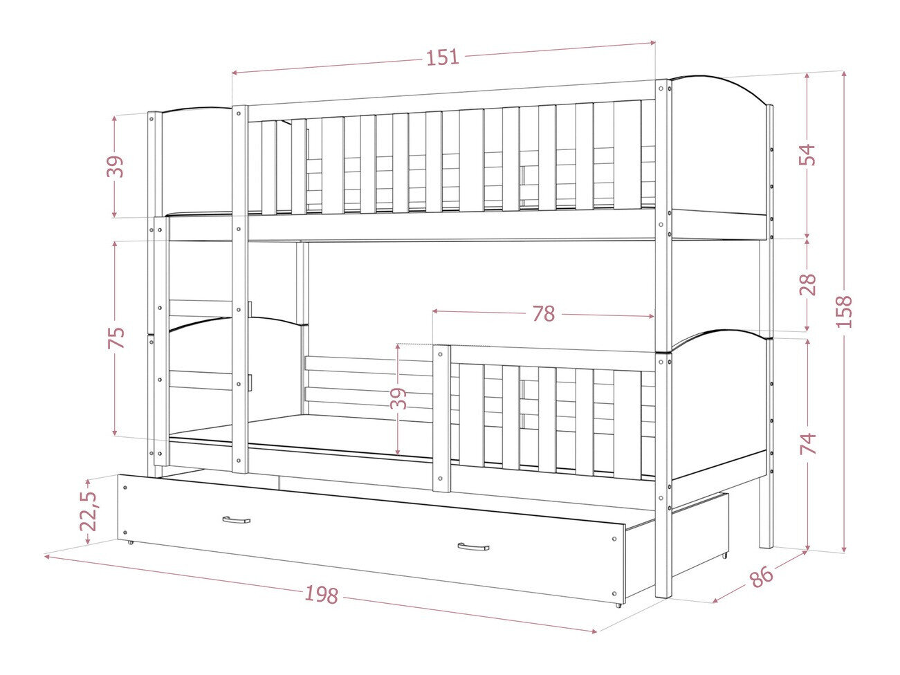 Stapelbed Aurora 113 (Wit)
