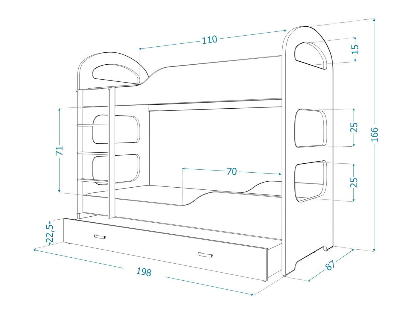 Stapelbed Aurora 115 (Wit)