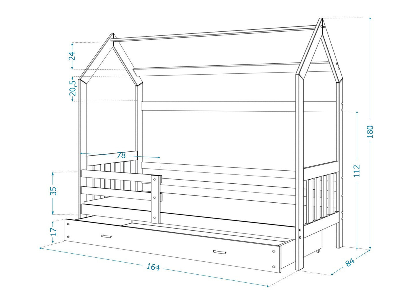Bed Aurora 122 (Grijs)