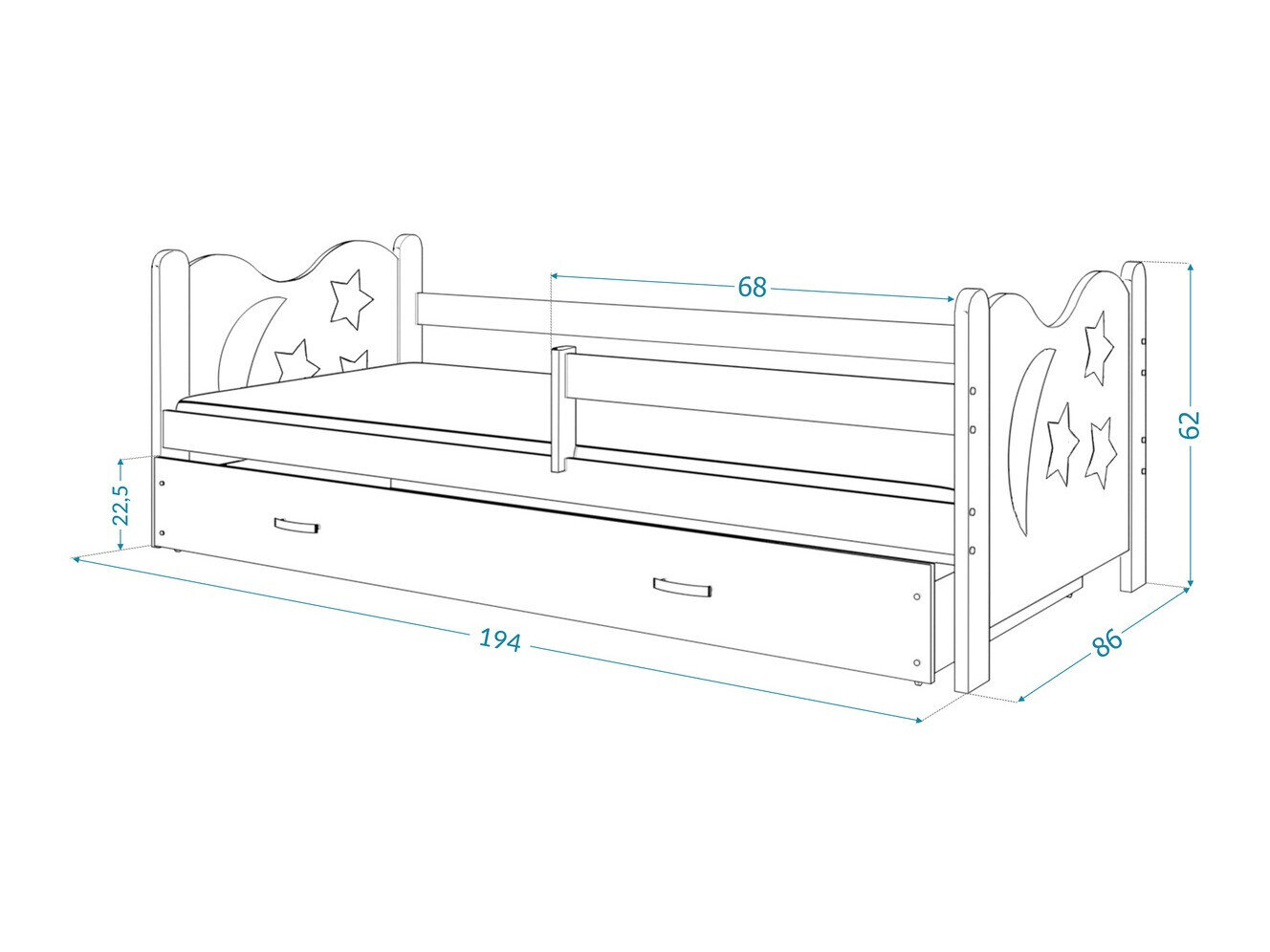 Bed Aurora 124 (Grijs)