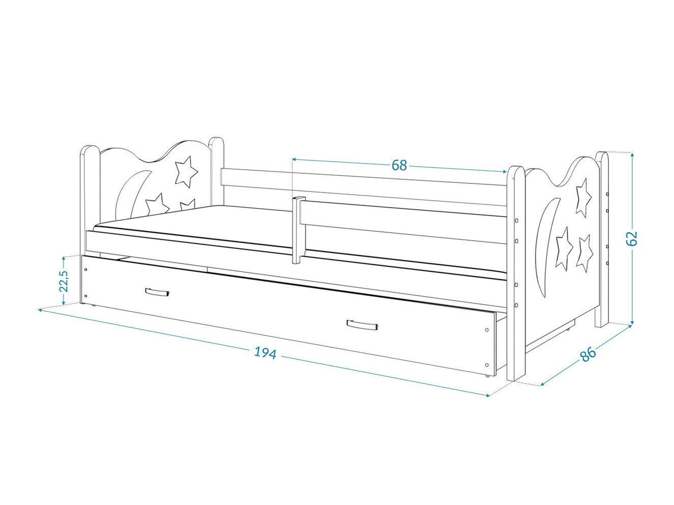 Bed Aurora 124 (Wit)