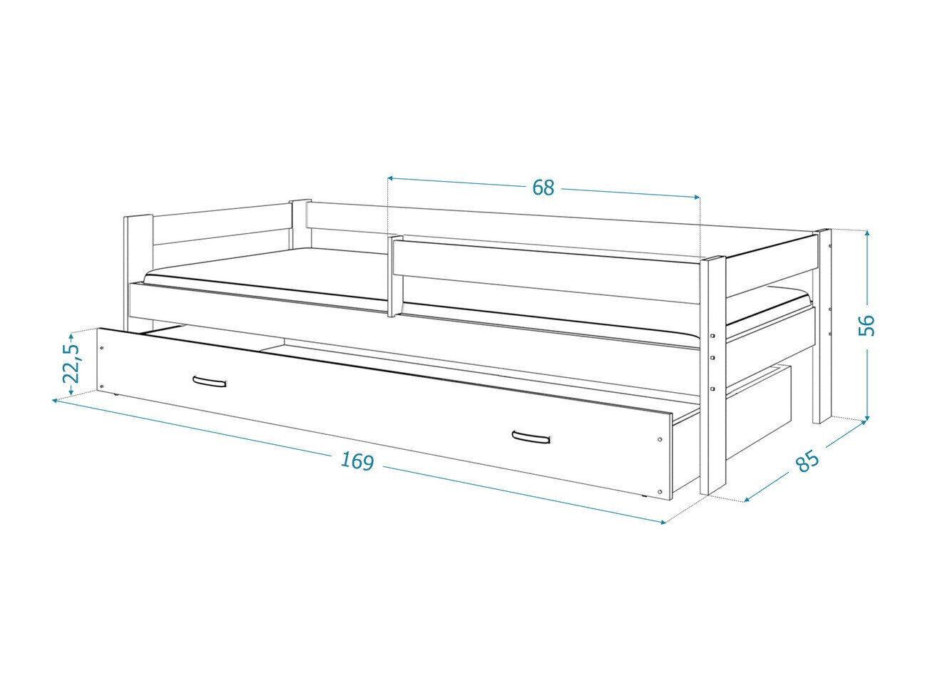 Bed Aurora 125 (Wit)