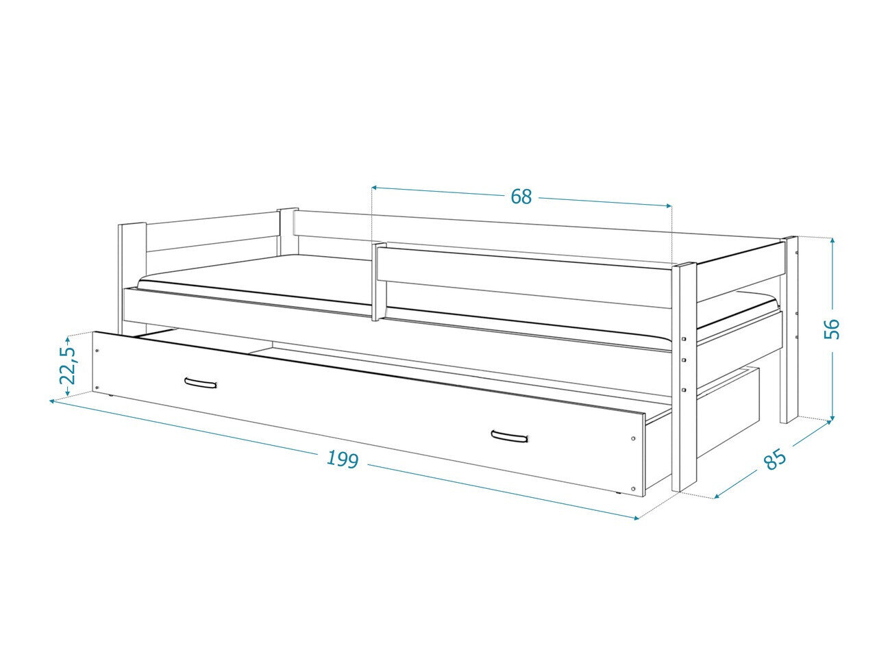 Bed Aurora 125 (Wit)