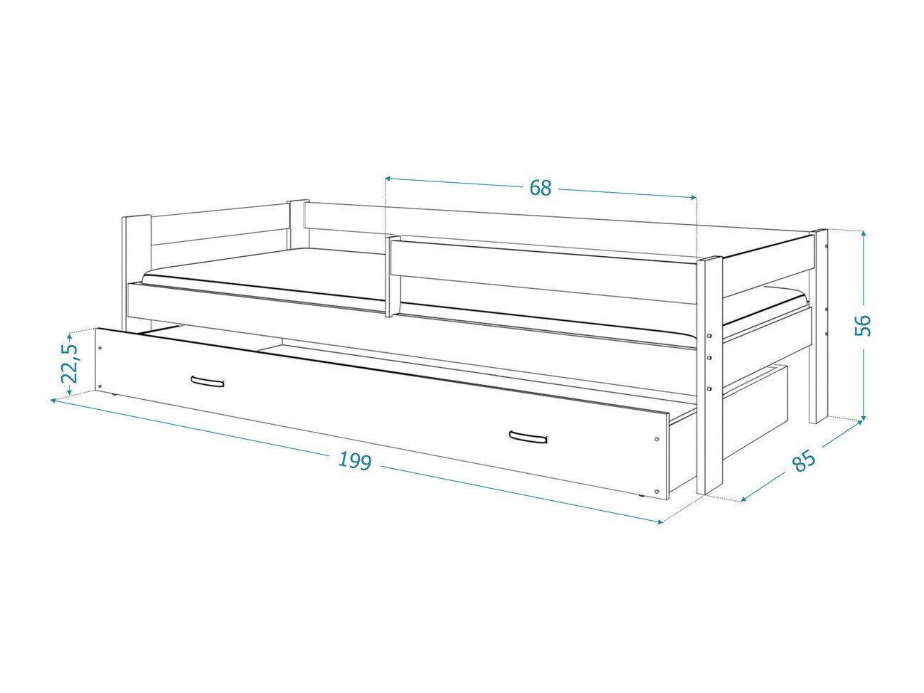 Bed Aurora 125 (Wit)