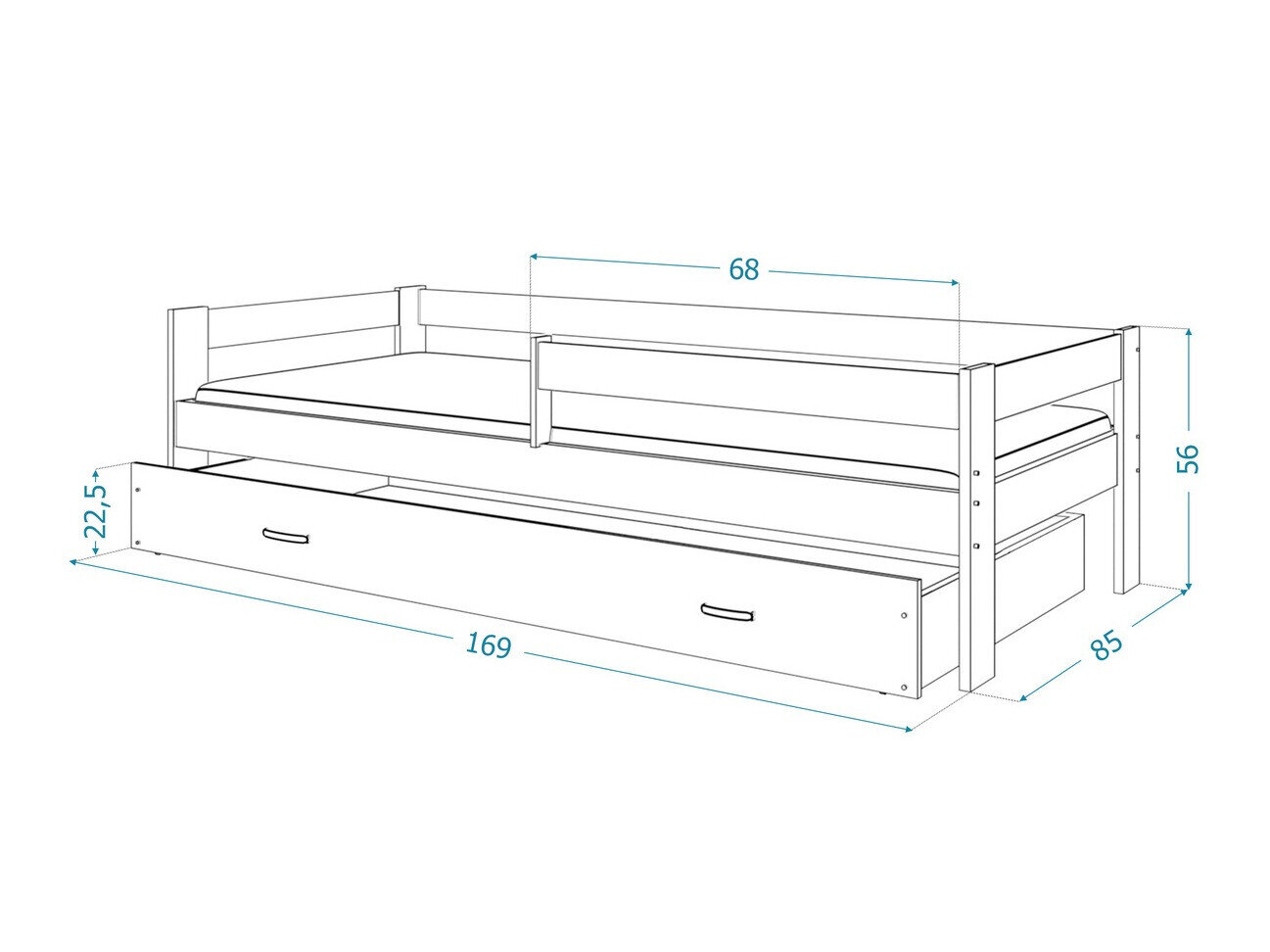 Bed Aurora 125 (Wit)