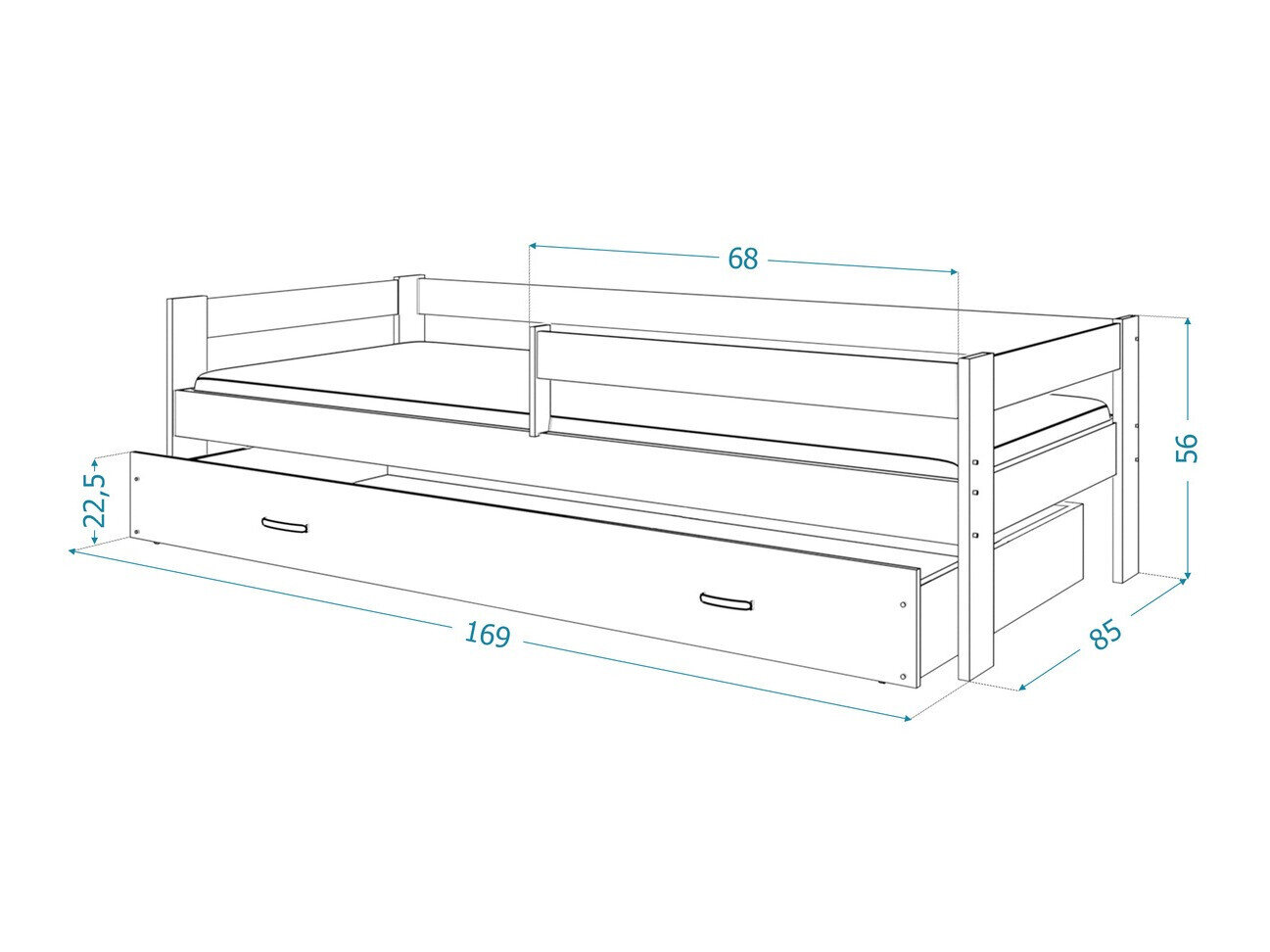 Bed Aurora 125 (Wit)