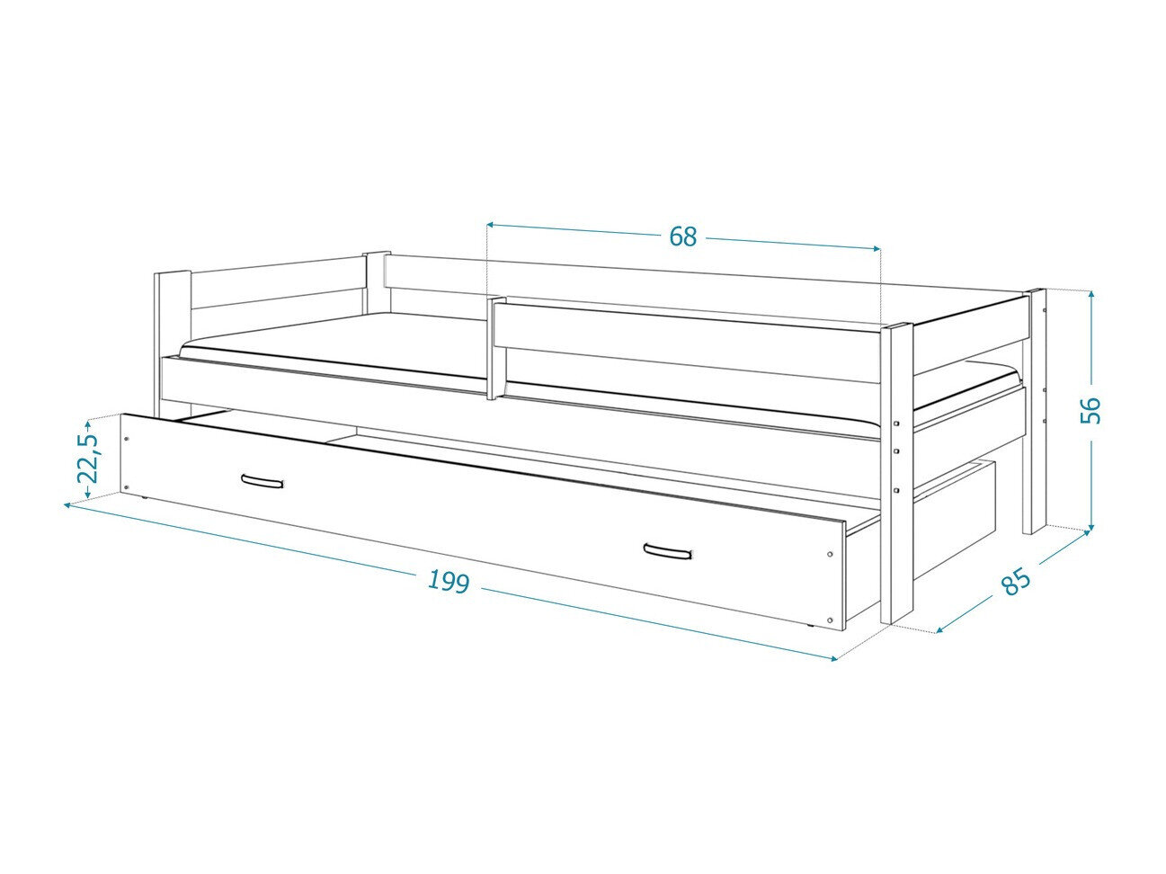 Bed Aurora 125 (Wit)