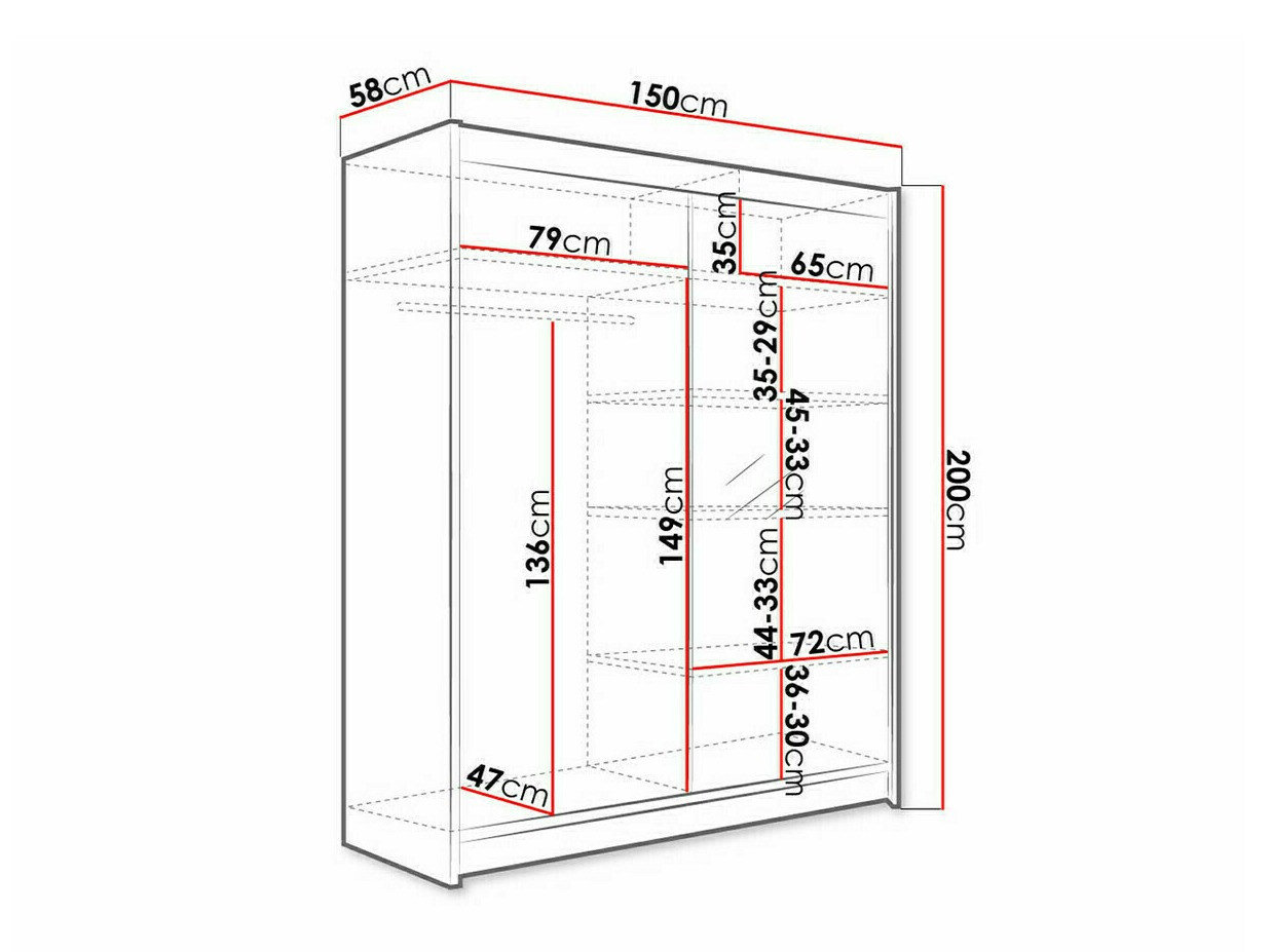 Garderobeskab Closico 140 (Hvid + Artisan eg)