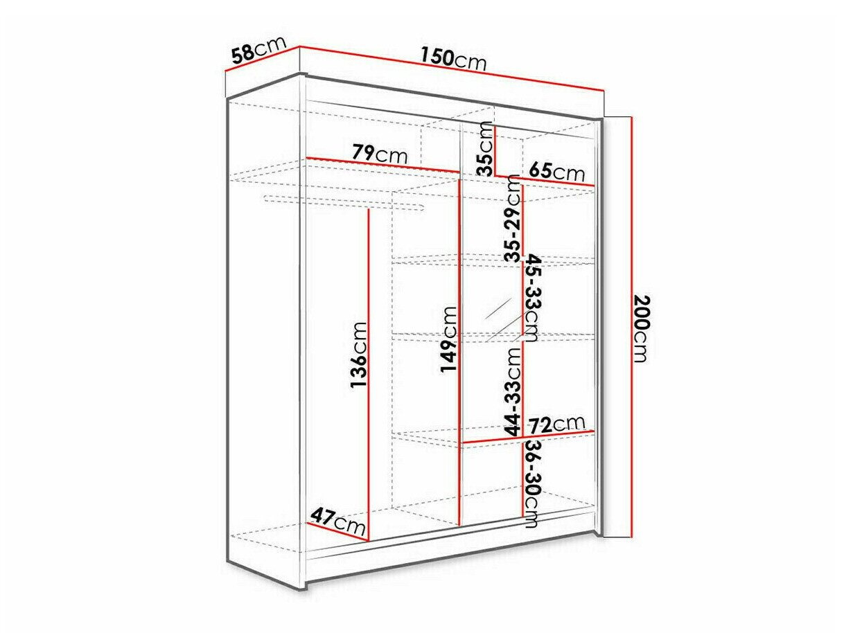 Garderobeskab Closico 140 (Sort + Artisan eg)