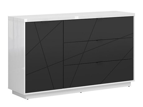 Kommode Fivale 100 (Glansfuld hvid + Mat sort)
