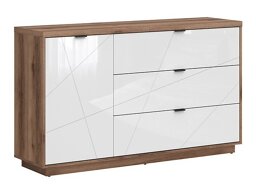 Ladekast Fivale 100 (Donker delano-eik + Glanzend wit)
