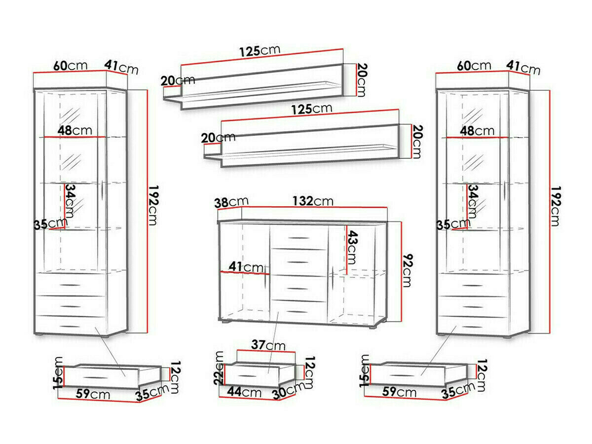 Woonkamerset Tornola 112 (Wit + Glanzend wit)