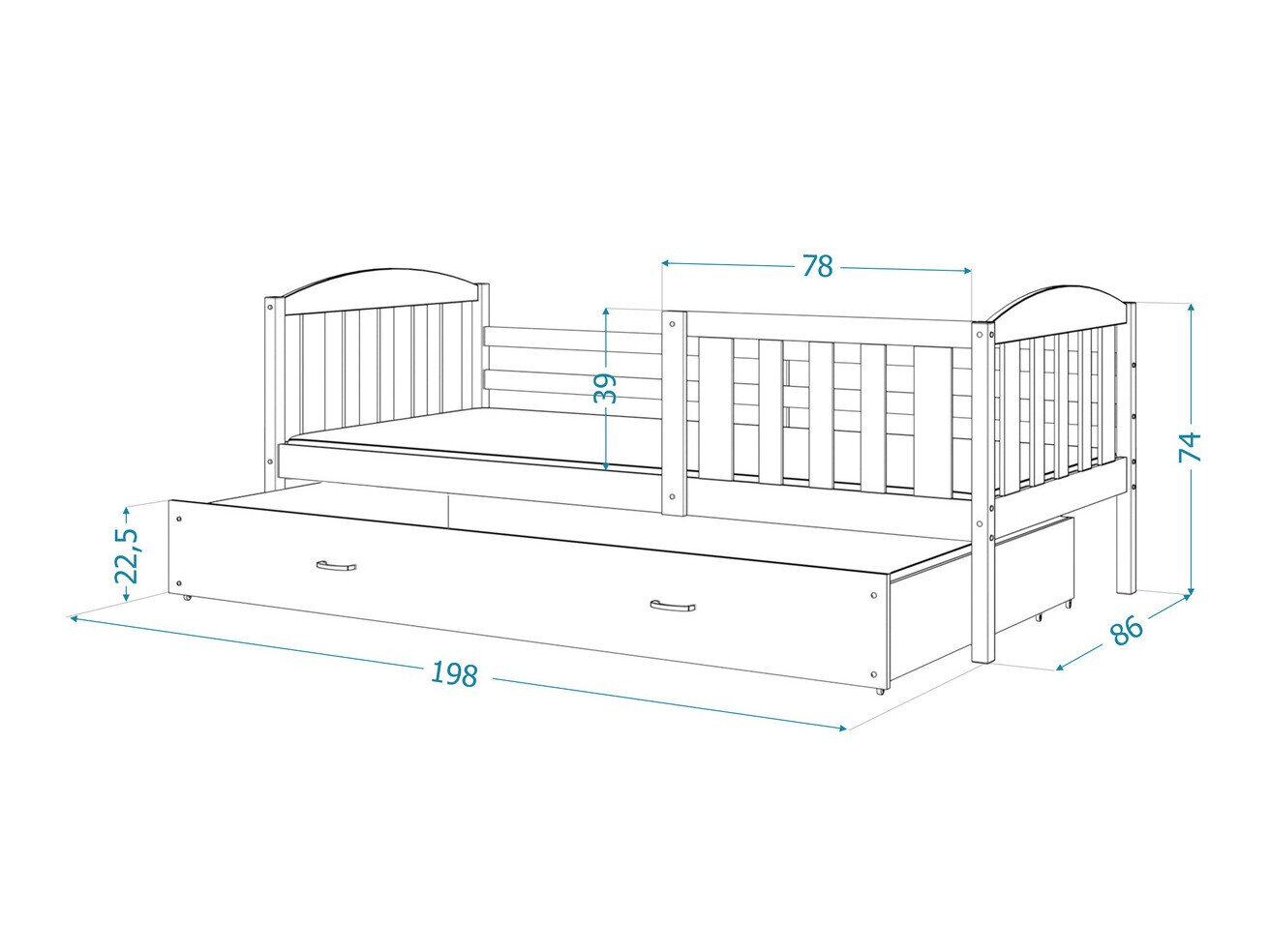 Bed Aurora 126 (Grijs)