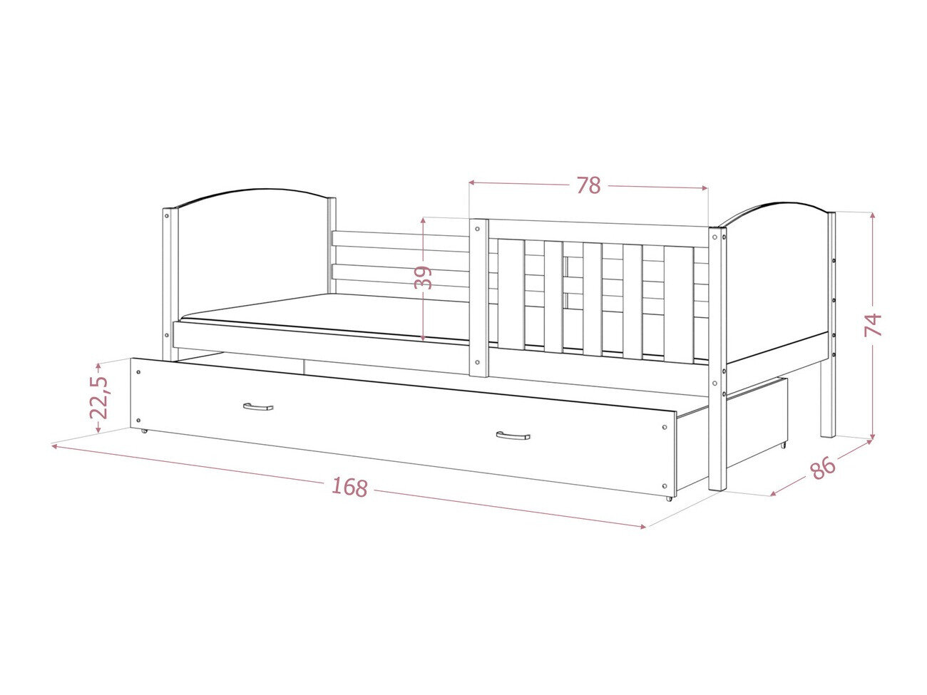 Bed Aurora 131 (Grijs)
