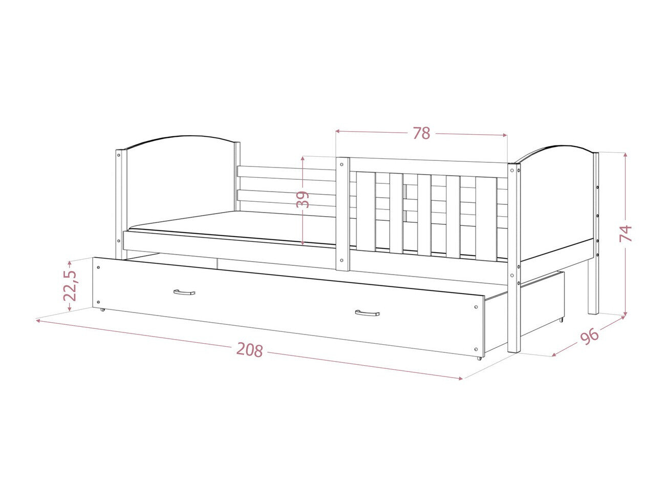 Bed Aurora 131 (Grijs)