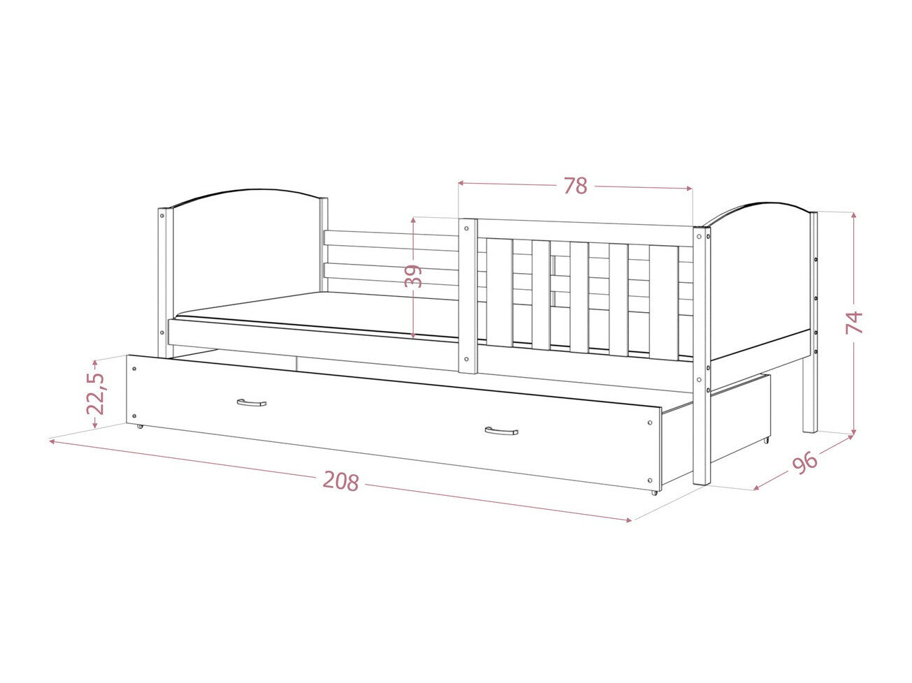 Seng Aurora 131 (Grå)