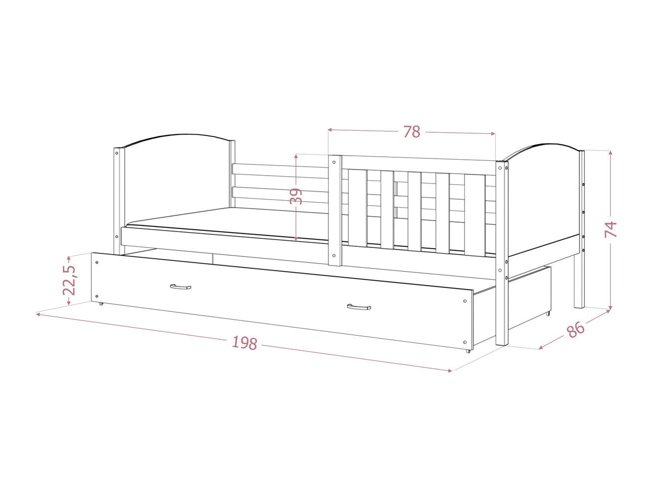 Seng Aurora 131 (Grå)