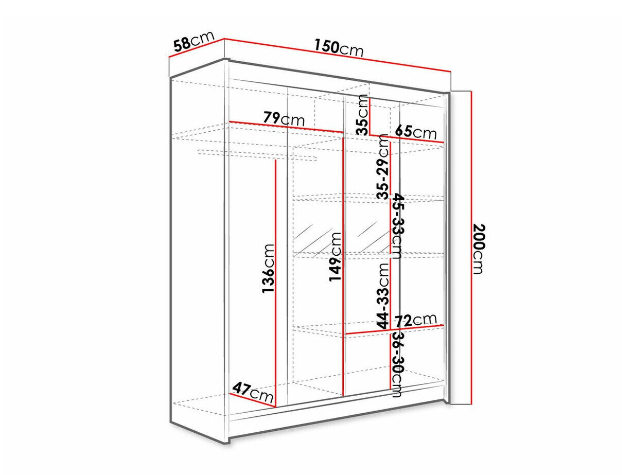 Garderobeskab Closico Vastor II (Sort + Artisan eg)