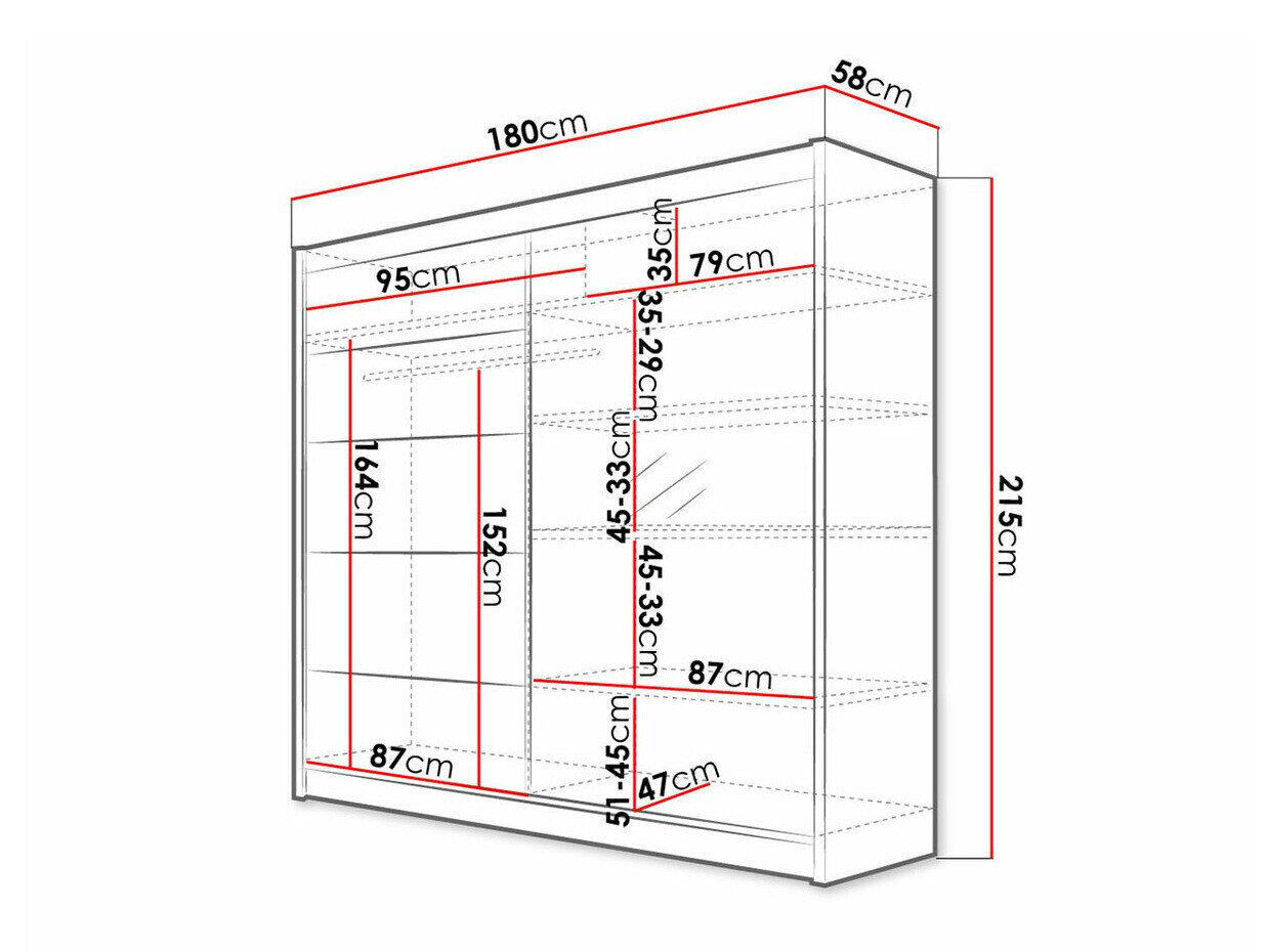 Garderobeskab Closico 142 (Hvid + Artisan eg)