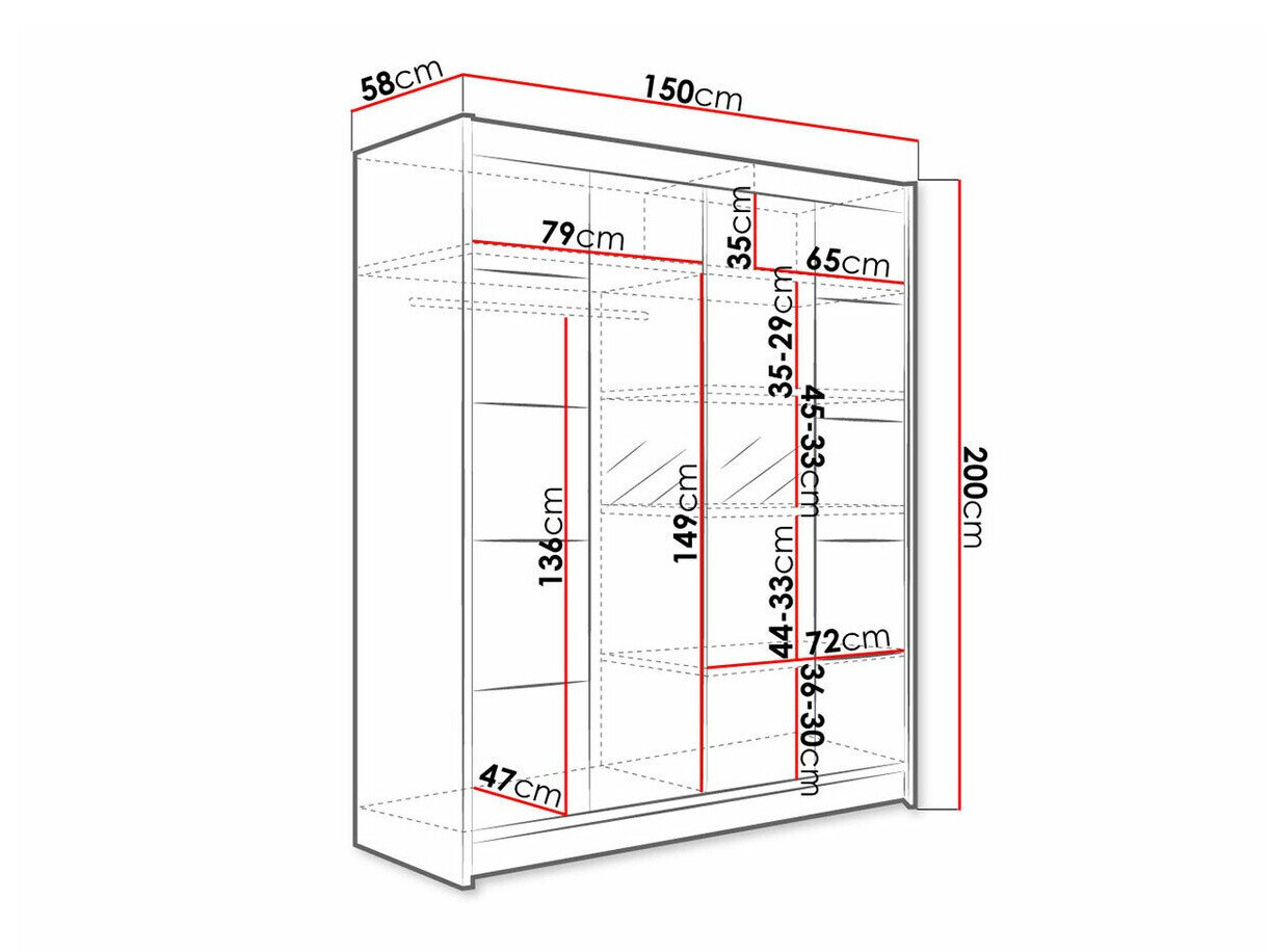 Garderobeskab Closico Vastor V (Sort + Artisan eg)