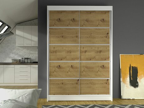 Kledingkast Closico Salvor IV (Wit + Artisan eiken)