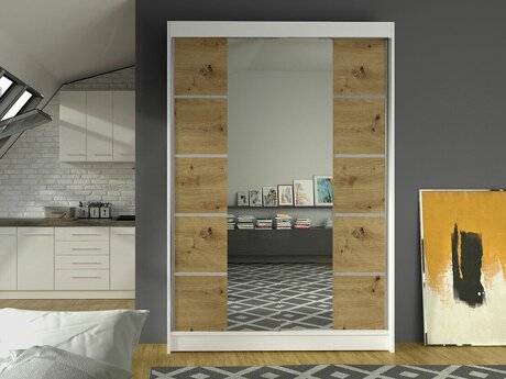 Kledingkast Closico Salvor V (Wit + Artisan eiken)