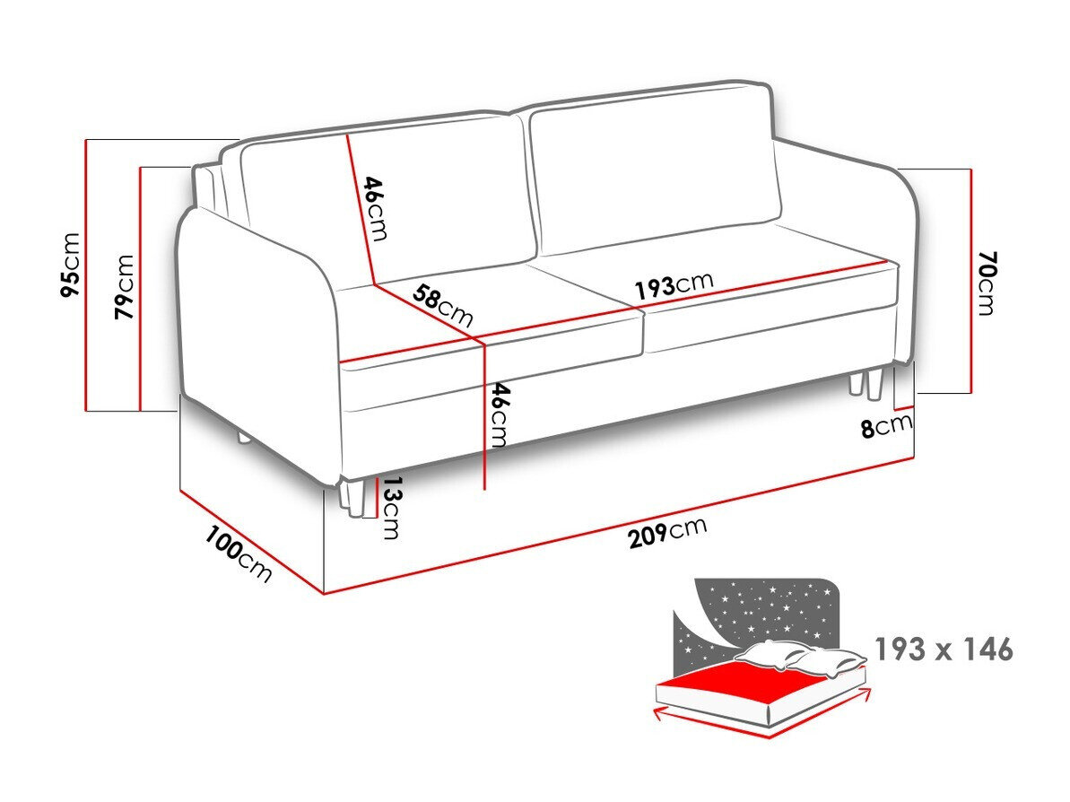 Sovesofa Columbus 122 (Mono 232)