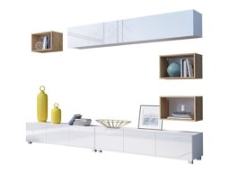 Elutoa komplekt Remus XXXI (Valge + Läikiv valge + Golden Oak)