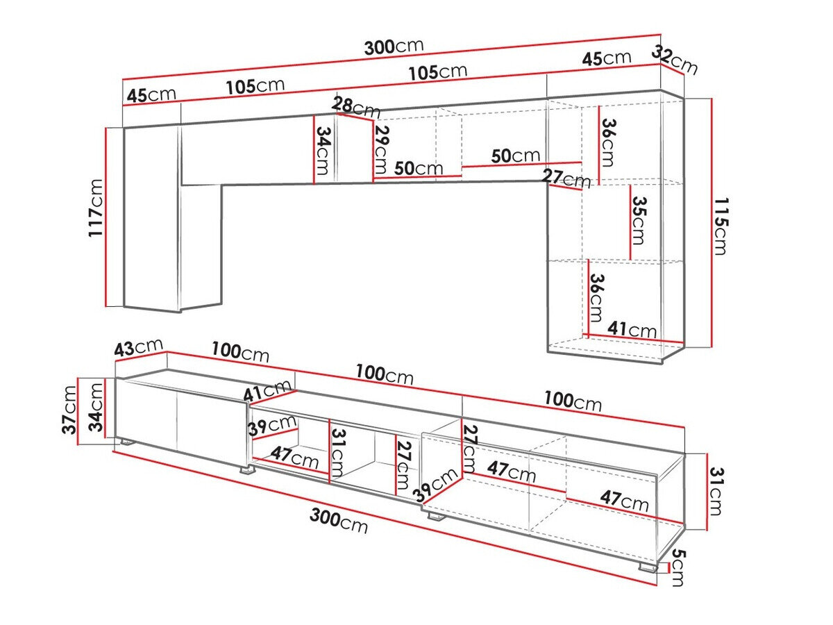 Stuemøbelsæt Remus XXIII (Sort + Blank sort + Artisan eg)