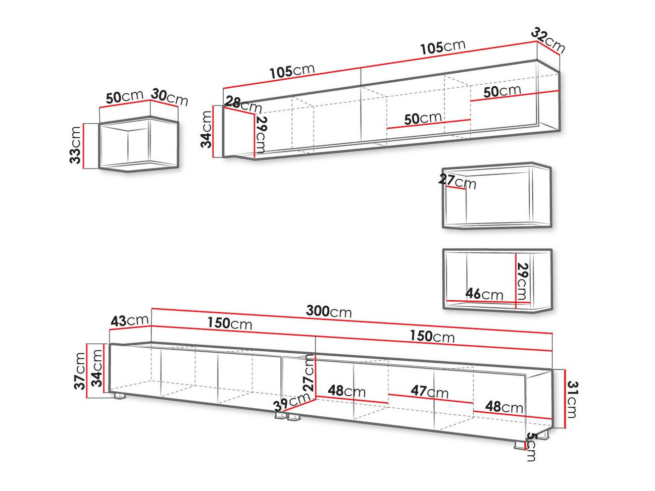 Stuemøbelsæt Tivdalu 151 (Hvid + Glansfuld hvid + Gylden eg)