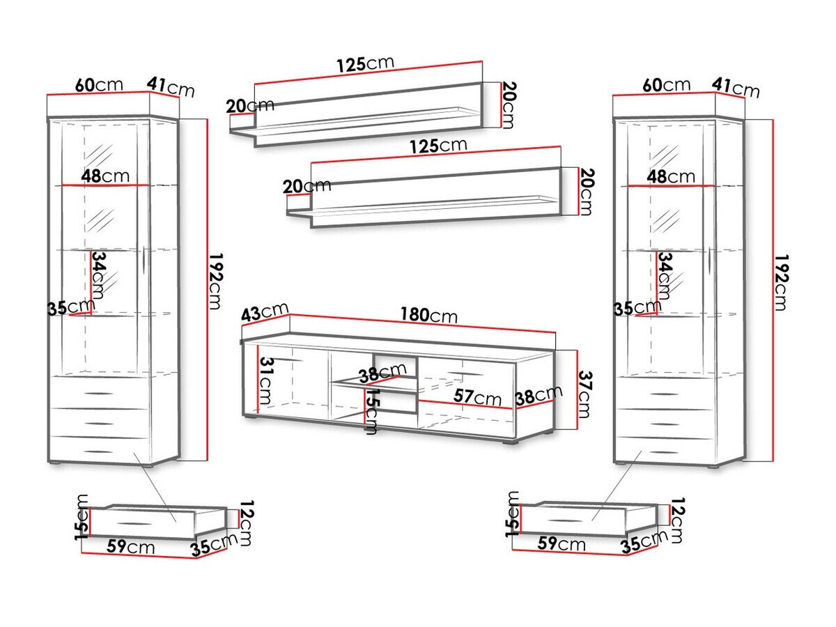 Stuemøbelsæt Tornola 109 (Hvid + Glansfuld hvid)