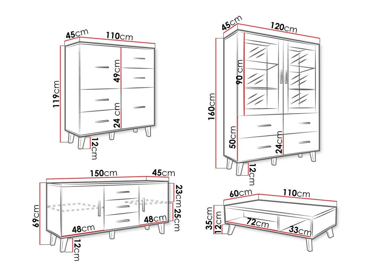 Stuemøbelsæt Larfloi 112 (Wotan eg + Sort)