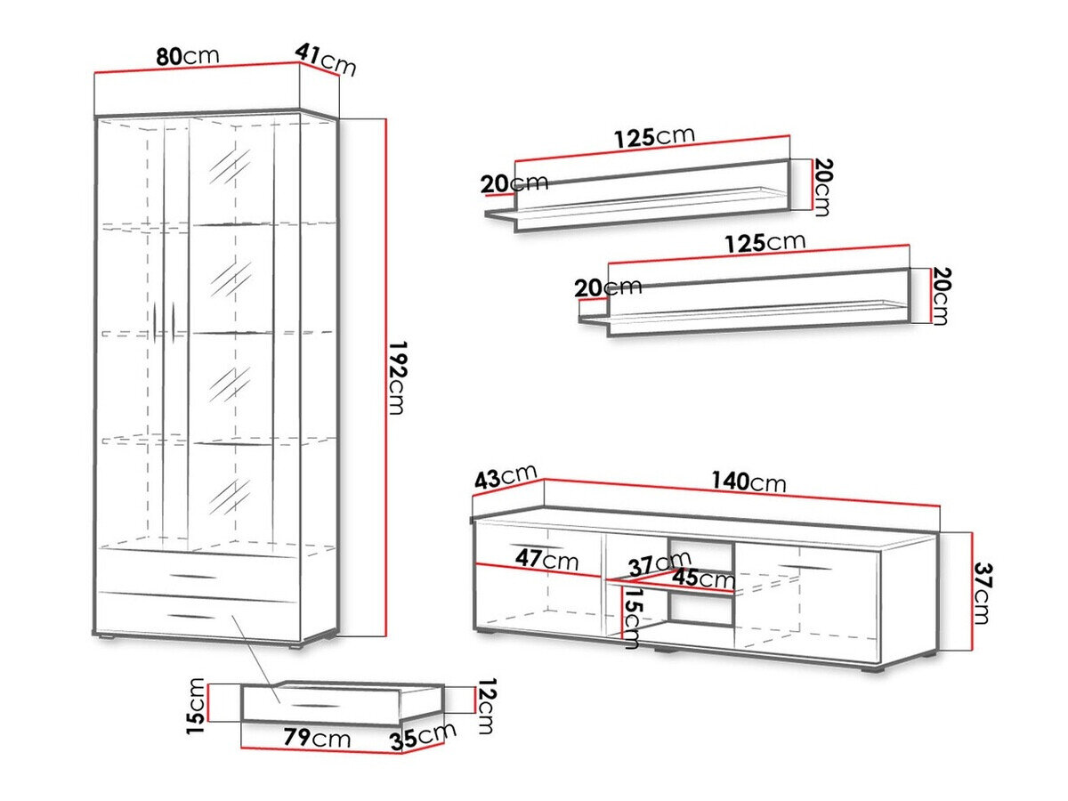 Stuemøbelsæt Tornola 117 (Sort + Blank sort)