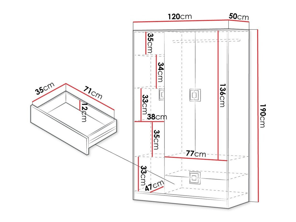 Garderobeskab Tolfere 103 (Lys eg + Hvid + Turkis)