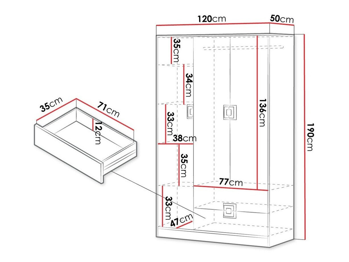 Kledingkast Tolfere 103 (Licht eiken + Wit)