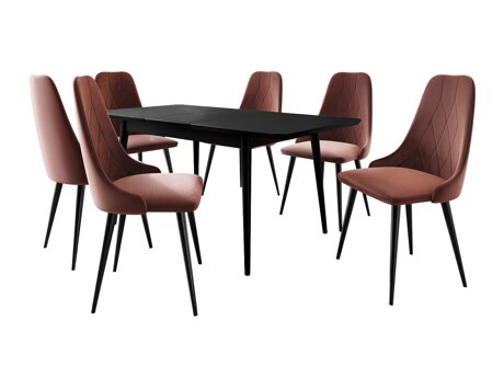 Eetkamerset Racine 125 (Zwart + Magic Velvet 2258)