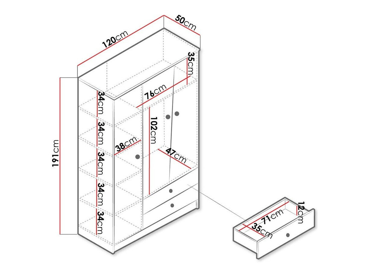 Garderobeskab Almira 102 (Artisan eg + Hvid)