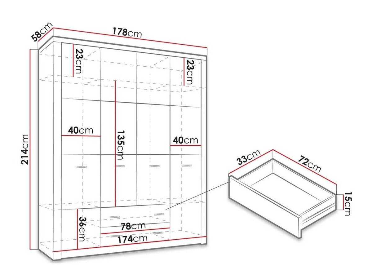 Garderobeskab Serfeno 116 (Craft hvid)