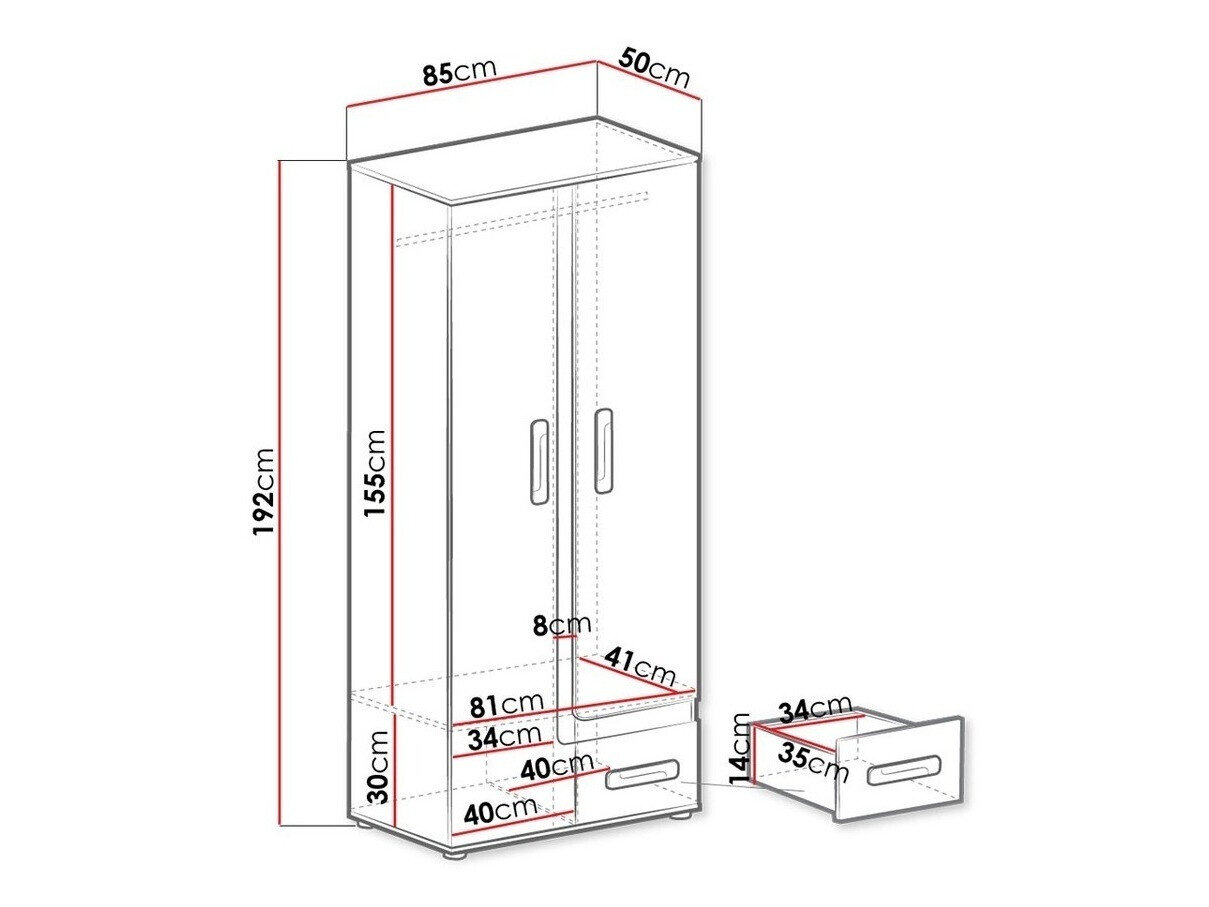 Garderobeskab Aviseve 106 (Antracit + Hvid)