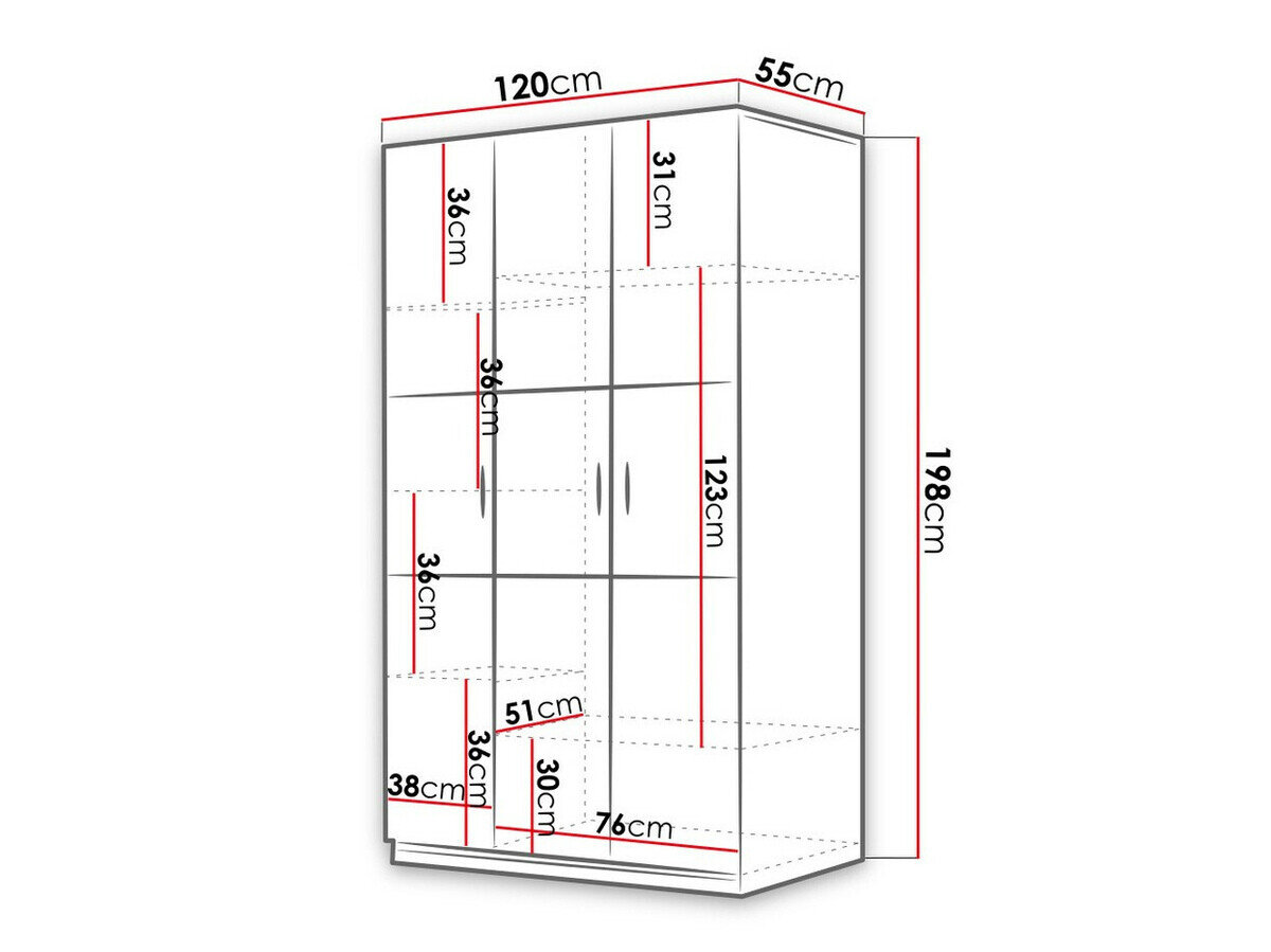 Garderobeskab Campus I (Hvid + Glansfuld hvid + Gloss grå)